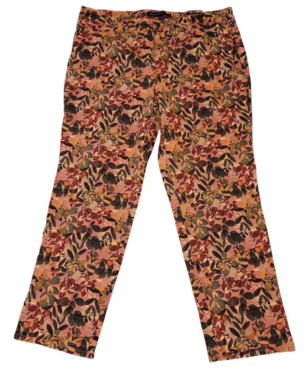 Gloria Vanderbilt Amanda Jeans 16W Plus Fall Leaf Floral High Rise Stretch NWOT